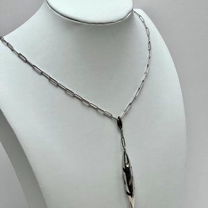 💖 NEW ITALIAN 18K 💖  White Gold La NOUVELLE BAGUE Diamond Pendant Paperclip …